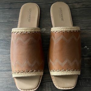 Lucchese Raffia Slide Sandals